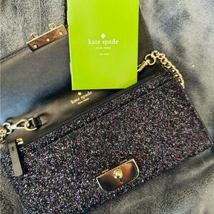 Kate Spade New York Black Glitter Chain Shoulder Bag